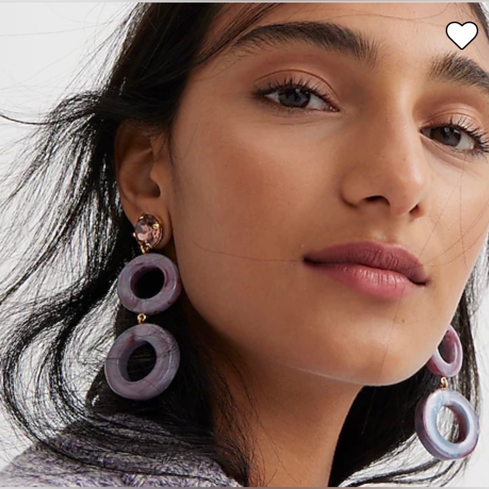 NEW J.Crew Made-in-Italy round drop earrings. Sold out everywhere. Glass top. - Picture 2 of 3